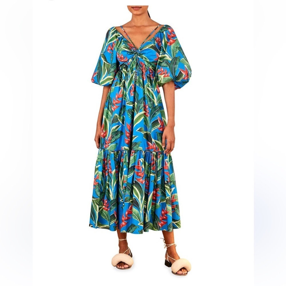 FARM RIO NEw Dream garden size M tropical bright and colorful voluminous dress